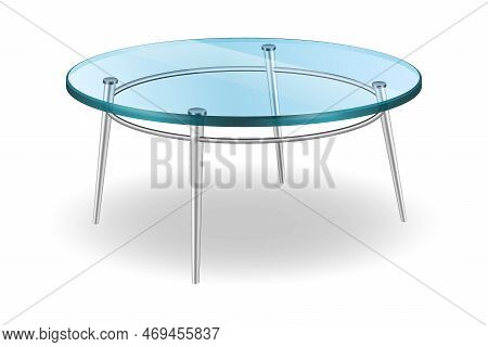 Modern Glass Round Dining Table Isolated On White Background