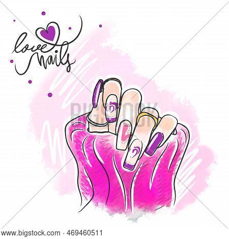 Trendy Purple And Pink Nail Design, Long Nails, Love Nails, Manicure