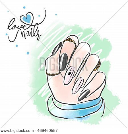 Minimalist Nail Design, Long Nails, Love Nails, Manicure