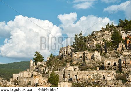 The Ruins Of The Abandoned Greek City Of Levissi Near The Village Of Kayakoy In Fethiye Turkey, Agai