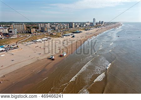 Aerial From The Beach At Zandvoort At The North Sea In The Netherlands On A Beautiful Summer Day