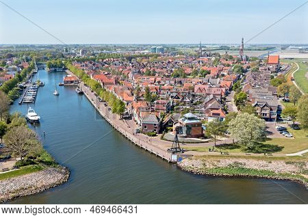 Aerial From The City Medemblik At The Ijsselmeer In The Netherlands