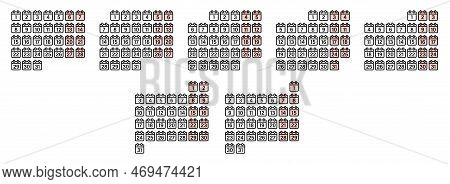 Set Of Calendar Symbols.calendar Number 1-31 Flat Icon.calendar Date Schedule Line Icon Set On A Whi
