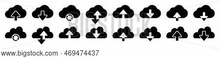 Cloud Download And Upload Icon.cloud With Arrow Up And Down Simple Outline And Filled Sign.flat Sign
