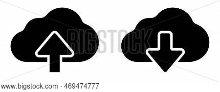 Cloud Download And Upload Icon.cloud With Arrow Up And Down Simple Outline And Filled Sign.flat Sign