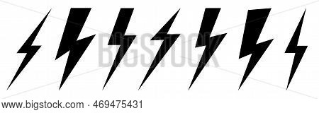 Lightning Bolt Icons Set.vector Simple Icons In Flat Style. Set Lightning Bolt Vector On White Backg