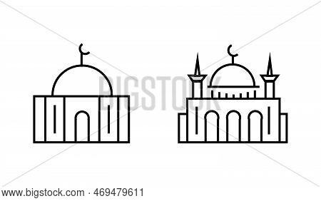 Mosque Icon Vector. Mosque Icon Vector. Mosque Vector Icon. Editable Outline Symbol Of A Mosque. Sui