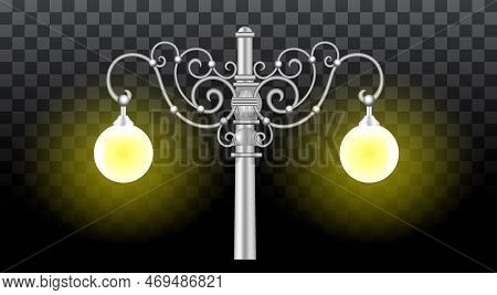 Street Light Vintage Realistic Isolated On Black