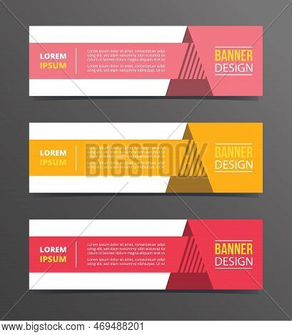 Arrow With Shadow Triangle On Right Style Banner Template Design With Horizontal Advertising Banner 