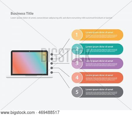 Laptop Computer Infographic With List Of Detail Explanation Template Banner For Information - Vector