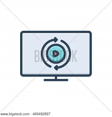 Color Illustration Icon For Again Once-more One-more-time Another-time Clockwise Circular Loading-ci