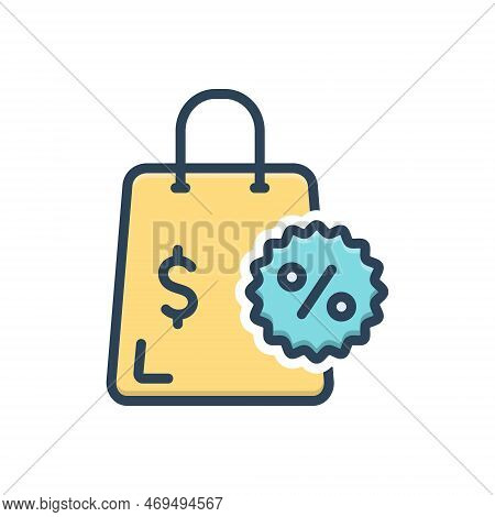 Color Illustration Icon For Offer Dollar Percentage Bag Proposal Proffer Sell Buy Sale Market Specia