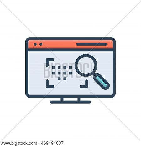 Color Illustration Icon For Dpi Monitor Dots Screen Bitmap Magnifier Zoom Search Dot-per-inch Pixel 