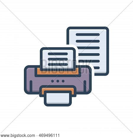 Color Illustration Icon For Prints Imprint Machine Copy Printer Document Laser-jet Printout Button P