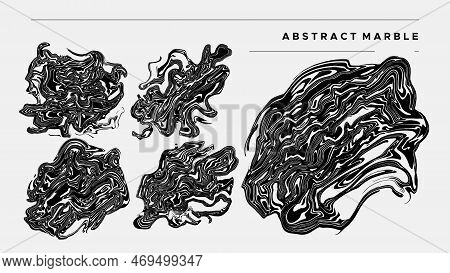 Collection Of Abstract Marble Design Template. Fluid Marble Design Set.