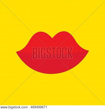 Red Lips Icon. Lipstick Makeup. Sexy Lip Collection. Woman Girl Female Mouth. Smile Kiss Shape. Fash