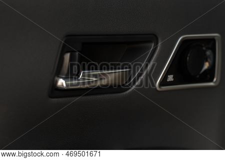 Moscow, Russia - December 11, 2021 Toyota Land Cruiser 300 (j300) Car Door Handle Closeup View. Car 