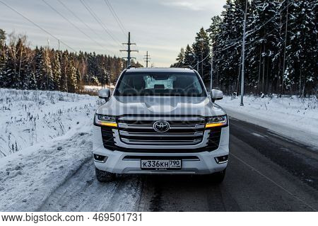 Moscow, Russia - December 11, 2021 Toyota Land Cruiser 300 (j300), Full-size Suv Car. Exterior Front