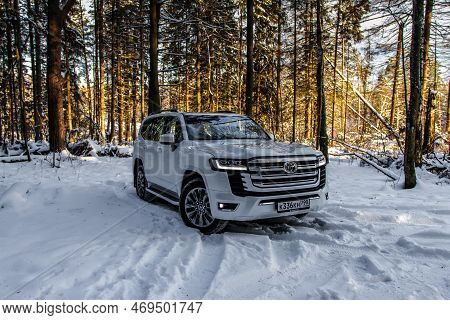 Moscow, Russia - December 11, 2021 Toyota Land Cruiser 300 (j300), Full-size Suv Car. Exterior Front
