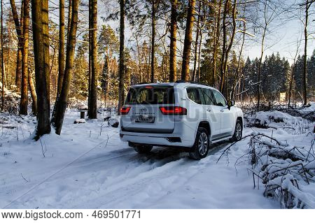 Moscow, Russia - December 11, 2021 Toyota Land Cruiser 300 (j300), Full-size Suv Car. Exterior Rear-