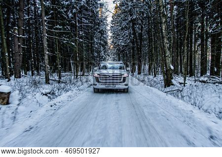 Moscow, Russia - December 11, 2021 Toyota Land Cruiser 300 Premium (j300), Modern Suv. Exterior Fron