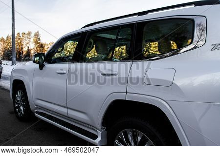 Moscow, Russia - December 11, 2021 Toyota Land Cruiser 300 (j300), Full-size Suv Car. Exterior Close