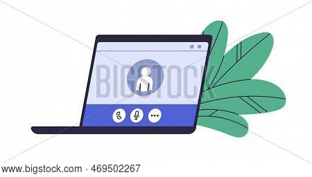 Online Call, Communication Concept. Laptop Screen, Web Service For Video Conference, Webinar. Comput