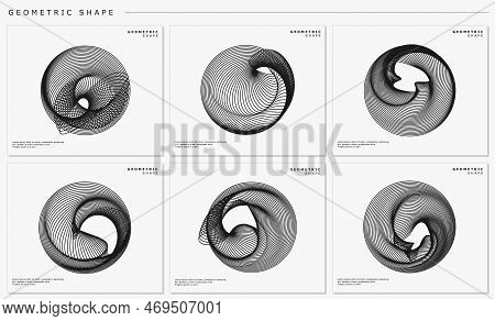 Set Of Abstract Blended Lines Design Template. Blend Lines Abstract Vector.
