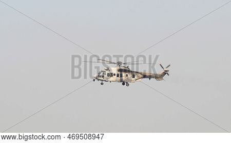 Nakhon Pathom, Thailand - January 14, 2023 : Air Show Eurocopter Ec725 Caracal, The Helicopter  For 