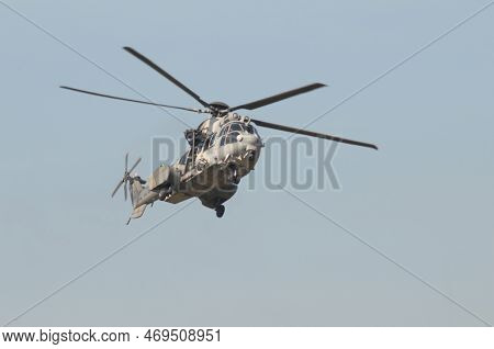 Nakhon Pathom, Thailand - January 14, 2023 : Air Show Eurocopter Ec725 Caracal, The Helicopter  For 