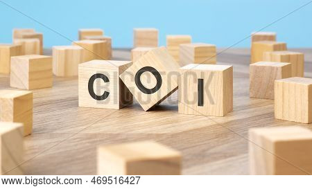 Coi Written On Wooden Cube, Business Concept