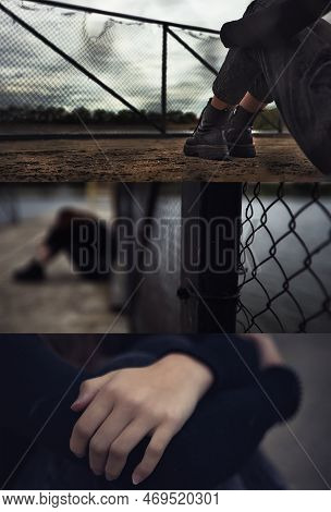 Bullying Teen Girl Aloofness Young Detachment A Lonely Helpless Woman Thinks About Life And Does Not