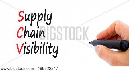 Scv Supply Chain Visibility Symbol. Concept Words Scv Supply Chain Visibility On White Paper On Beau