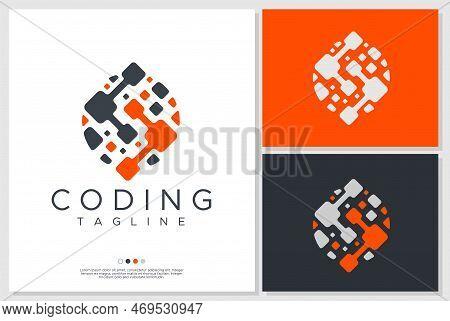 Modern Code Logo Design. Coding Symbol Logo Template.