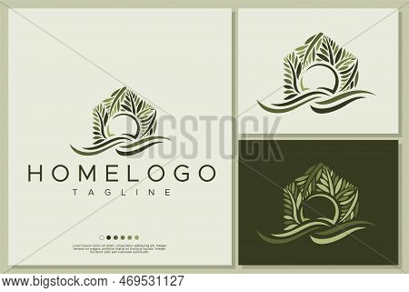 Palm Home Logo Design Graphic. Villa Home Logo Template. Palm Home Brand.