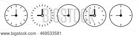 Clock Icon Set.clock Icons In Line Style Set Isolated On White Background. Circle Arrow Icon.time Ic