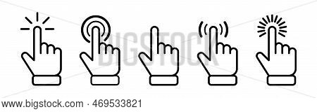 Set Of Hand Pointer Symbol Vector.clicking Cursor, Pointing Hand Clicks Icons.clicking Finger. Hand 