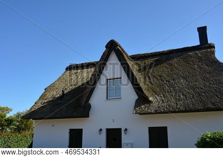 House With Thatched Roof On The Baltic Sea Near Timmendorf Strand,  Germany, Europe