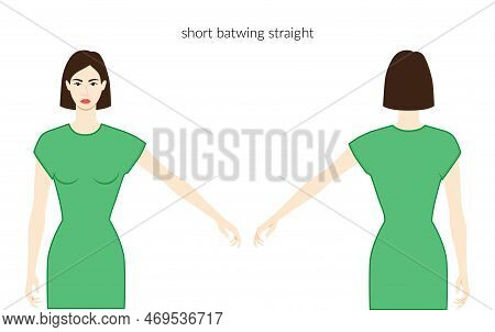 Batwing Sleeves Short Length Clothes Character Beautiful Lady In Green Top, Shirt, Dress Technical F