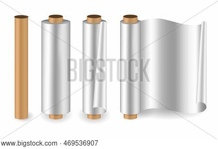Roll Of Aluminum Foil Isolated On White Background
