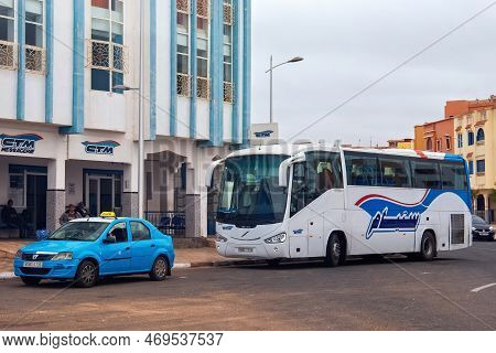 Essaouira, Morocco - June 11, 2017: The Large Intercity Bus Of The Ctm Company On The Center Station