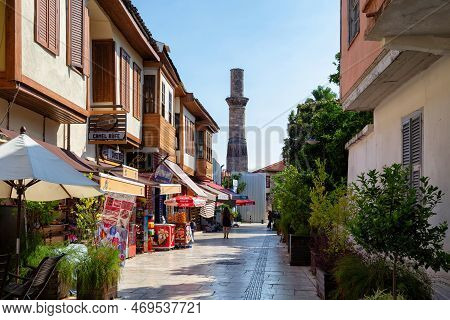 Antalya, Turkey - July 08, 2018: The Kesik Minare Cami (broken Minaret). Was Built As A Roman Temple