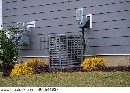 Air Conditioner Near The New House Cold Fan Install Supply System Wall Climate