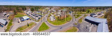 Seabrook Historic Center Aerial View Including Town Hall And Trinity United Church At Main Street An