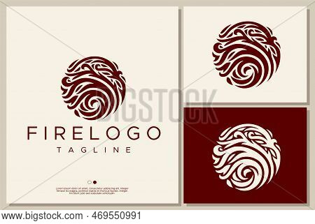 Fire Circle Logo Design Template. Retro Flame Logo Template.