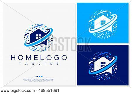 Home Space Logo Design. Planet Home Logo Template.