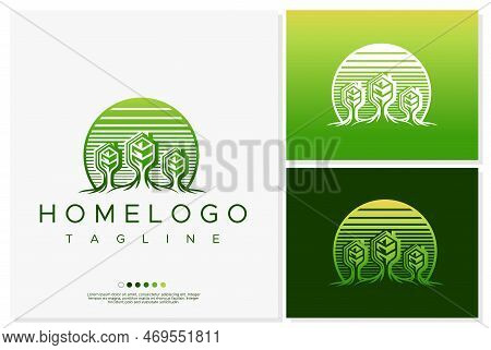 Home Tree Logo Design. Nature Home Logo Branding.