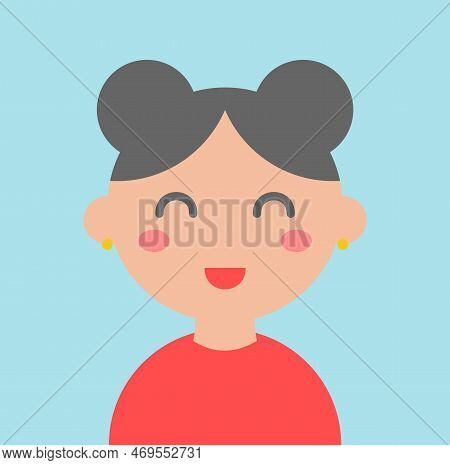 Cute Girl. Vector Illustration On Blue Background