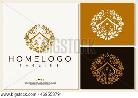 Luxury Home Logo Template. Detailed Real Estate Logo Vector.