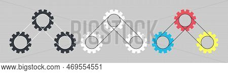 A Set Of Connected Gears. Cogwheel Group. Vector Illustration.
